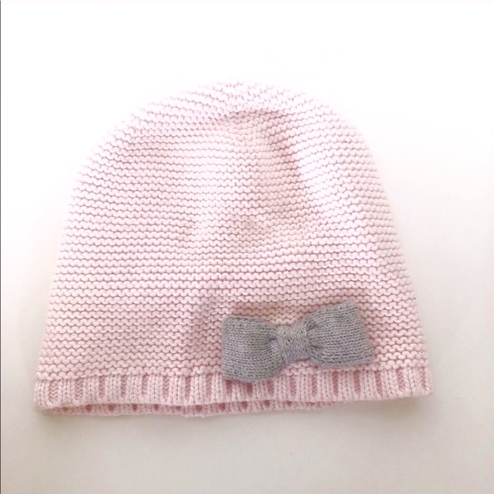 Jacadi 51 Cotton Knit Beanie Pull On Bow Hat